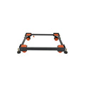 SoraChi Adjustable Iron Washing Machine Stand with Wheels | Elevates Appliances to Prevent Water Damage & Reduce Vibrations | Universal Fit for Washers & Refrigerators (Black Orange)