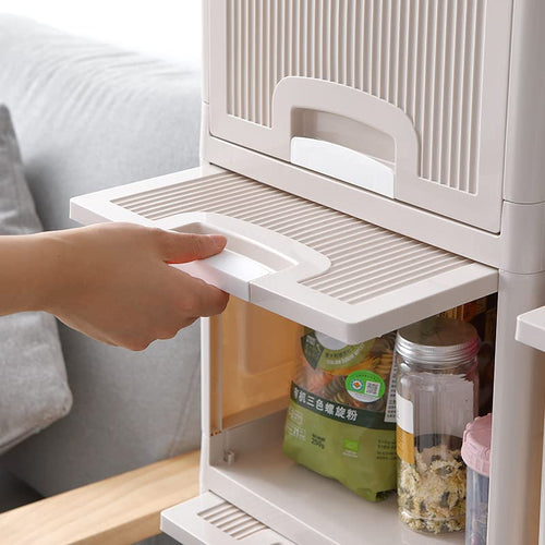 SoraChi Stackable Plastic Collapsible Multipurpose Organizer Cabinet 4 Tier