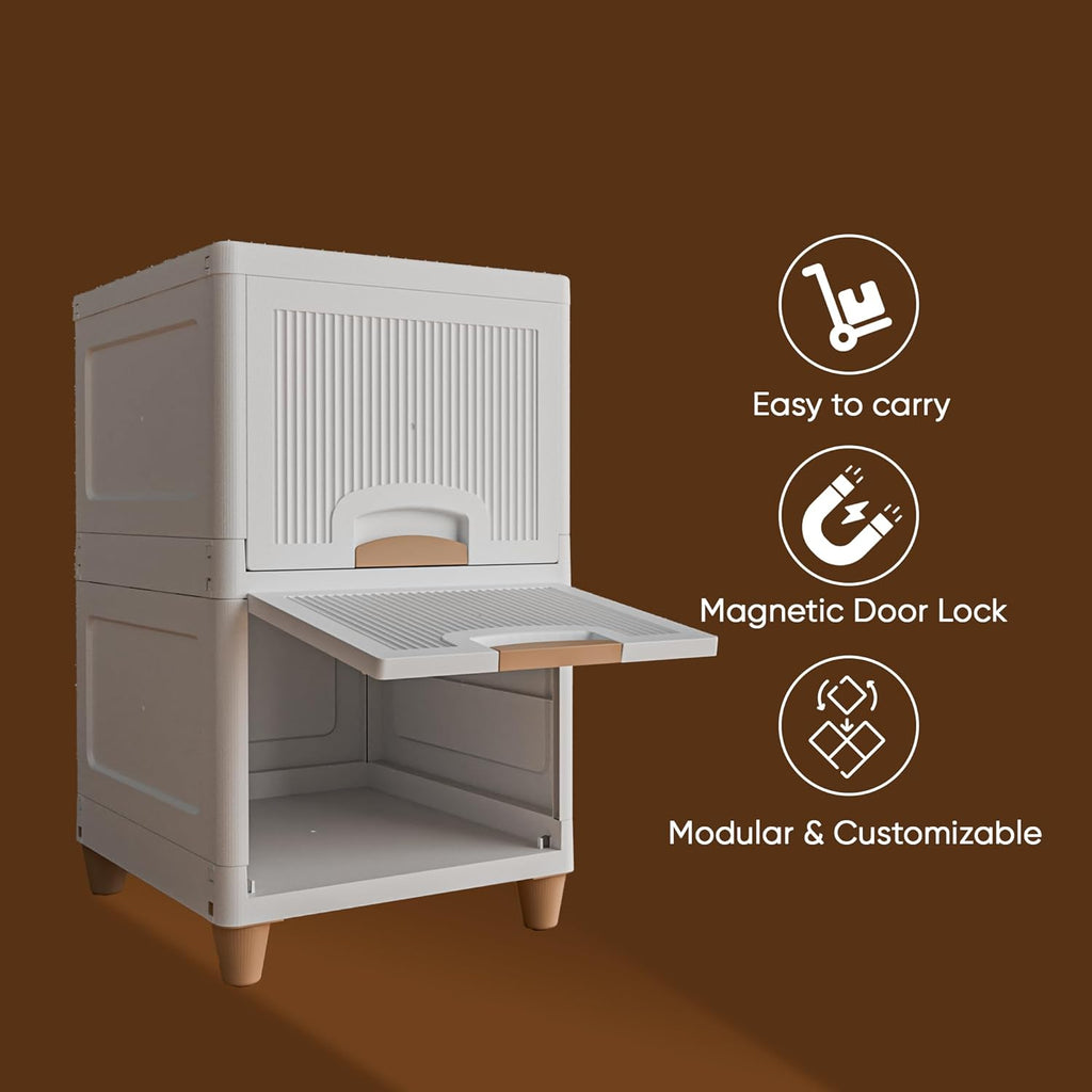SoraChi Stackable Plastic Collapsible Multipurpose Organizer Cabinet 4 Tier