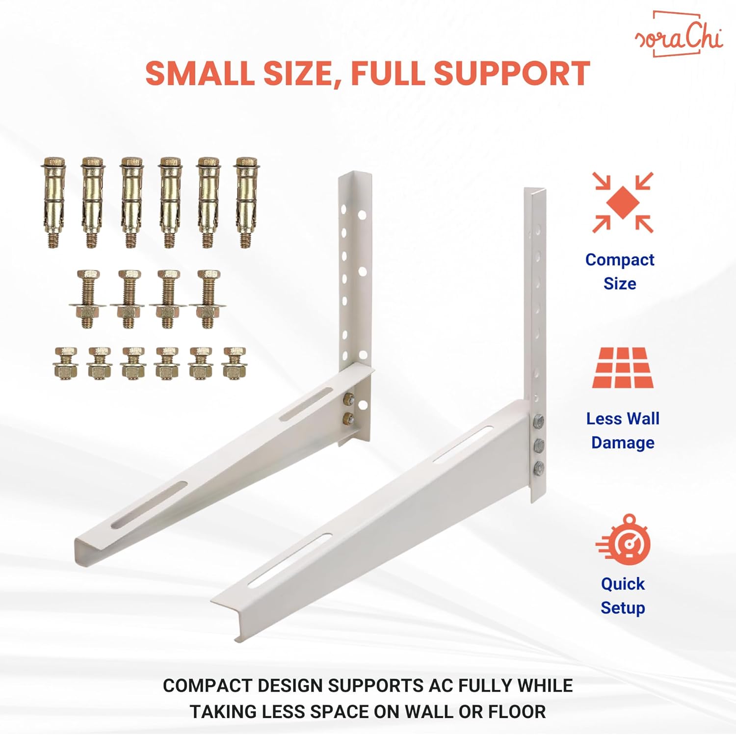 SoraChi Heavy-Duty Metal Wall Mounting Bracket for 1-2 Ton AC Outdoor Unit Shelf Bracket 127cm x 40.64cm Shelf Bracket (Iron)